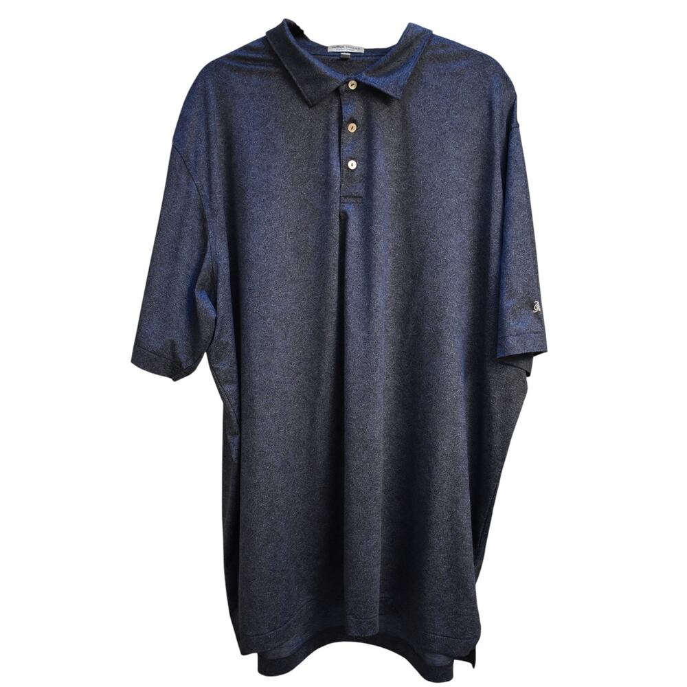 PETER MILLAR Summer Comfort Polo Shirt w/Hippie 60s Design Blue Gray - Mens XXL